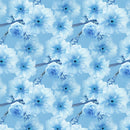 Cherry Sakura Flower Fabric - Blue - ineedfabric.com