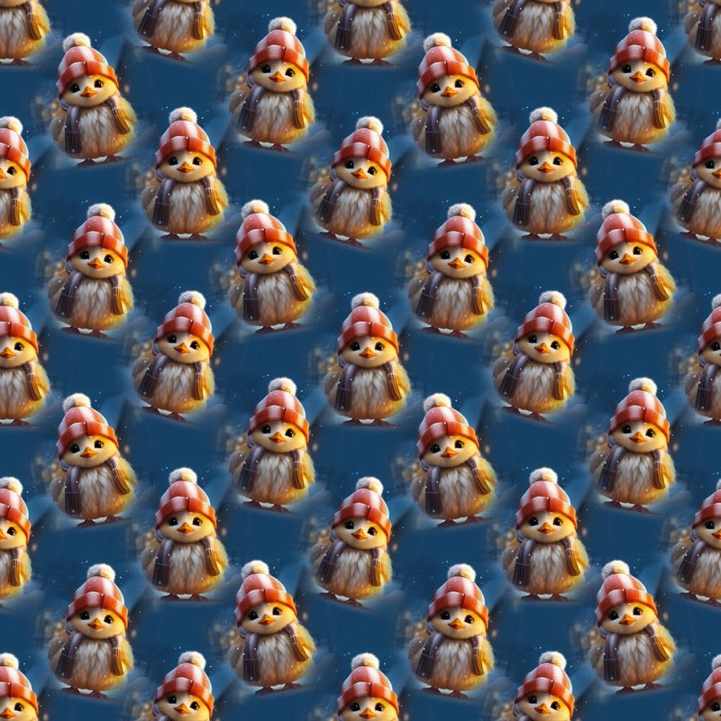 Chicks In Winter Fabric - ineedfabric.com