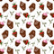 Chocolate Cover Strawberries and Cupcakes Fabric - White - ineedfabric.com