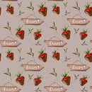 Chocolate Cover Strawberries and Kisses Fabric - Grey - ineedfabric.com
