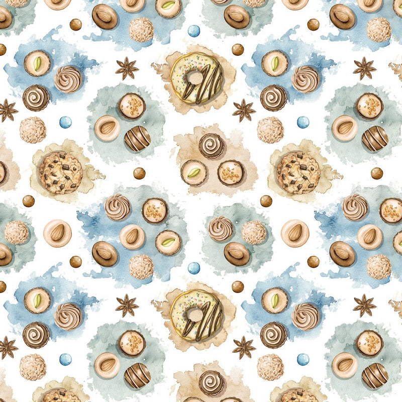 Chocolate & Hazelnut Sweets Fabric - Multi - ineedfabric.com