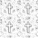 Christian Doodle Icons Fabric - ineedfabric.com
