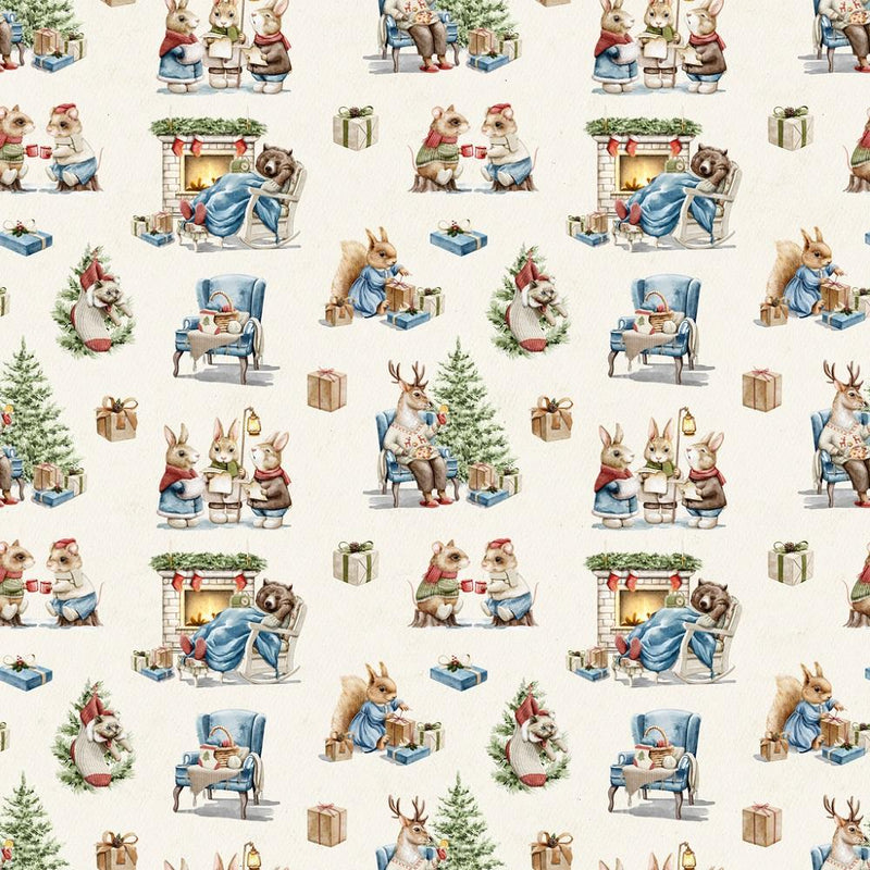 Christmas Activities Fabric - Cream - ineedfabric.com