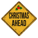 Christmas Ahead Road Sign Fabric Panel - ineedfabric.com