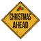 Christmas Ahead Road Sign Fabric Panel - ineedfabric.com