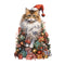 Christmas Animals Cat Fabric Panel - ineedfabric.com