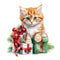 Christmas Animals Kitten 3 Fabric Panel - ineedfabric.com