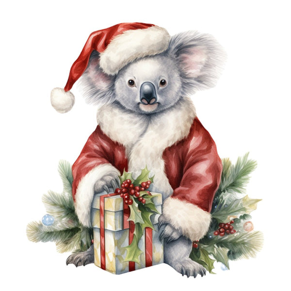 Christmas Animals Koala Bear 2 Fabric Panel - ineedfabric.com