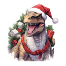 Christmas Animals T-Rex 1 Fabric Panel - ineedfabric.com