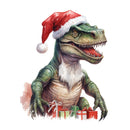 Christmas Animals T-Rex 4 Fabric Panel - ineedfabric.com