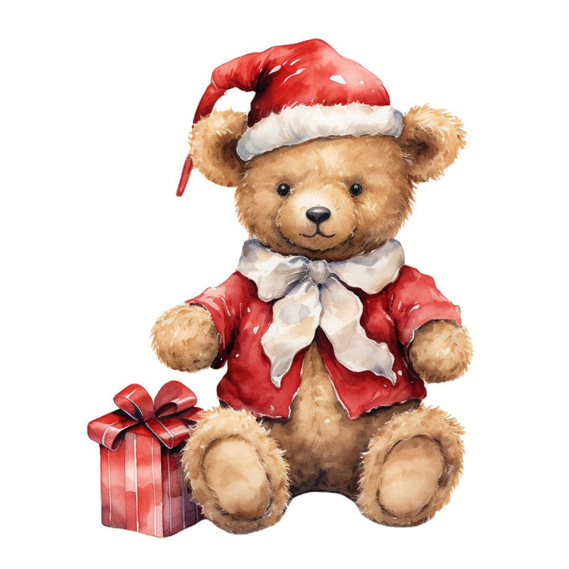 Christmas Animals Teddy Bear 2 Fabric Panel - ineedfabric.com