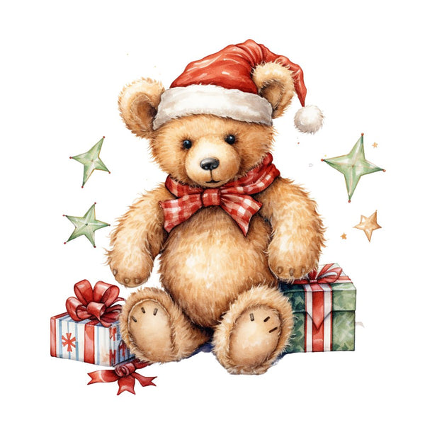 Christmas Animals Teddy Bear 3 Fabric Panel - ineedfabric.com