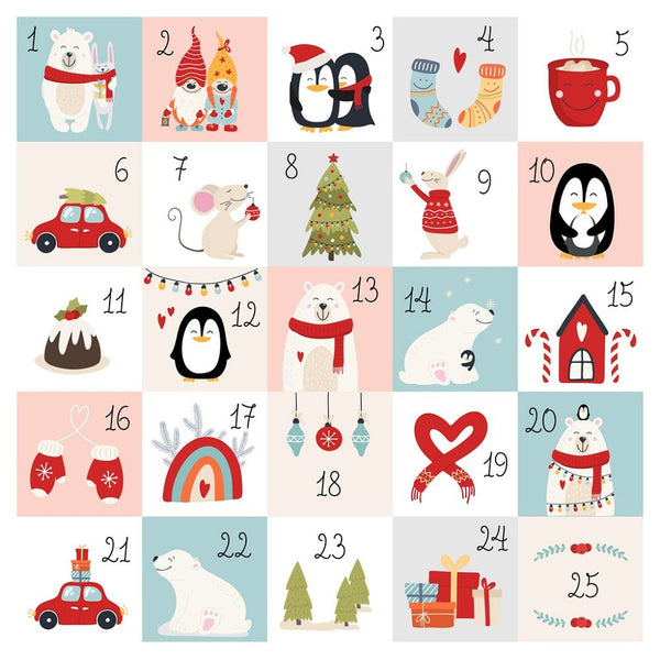 Christmas Bears and Gnomes Advent Calendar Fabric Panel - ineedfabric.com