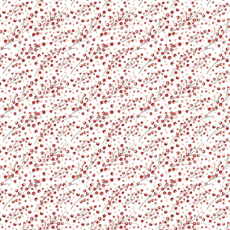 Christmas Berries Fabric - Red - ineedfabric.com