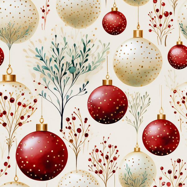 Christmas Bulbs Pattern 3 Fabric - ineedfabric.com