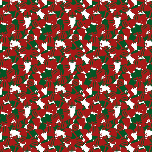 Christmas Camouflage Fabric - Red - ineedfabric.com
