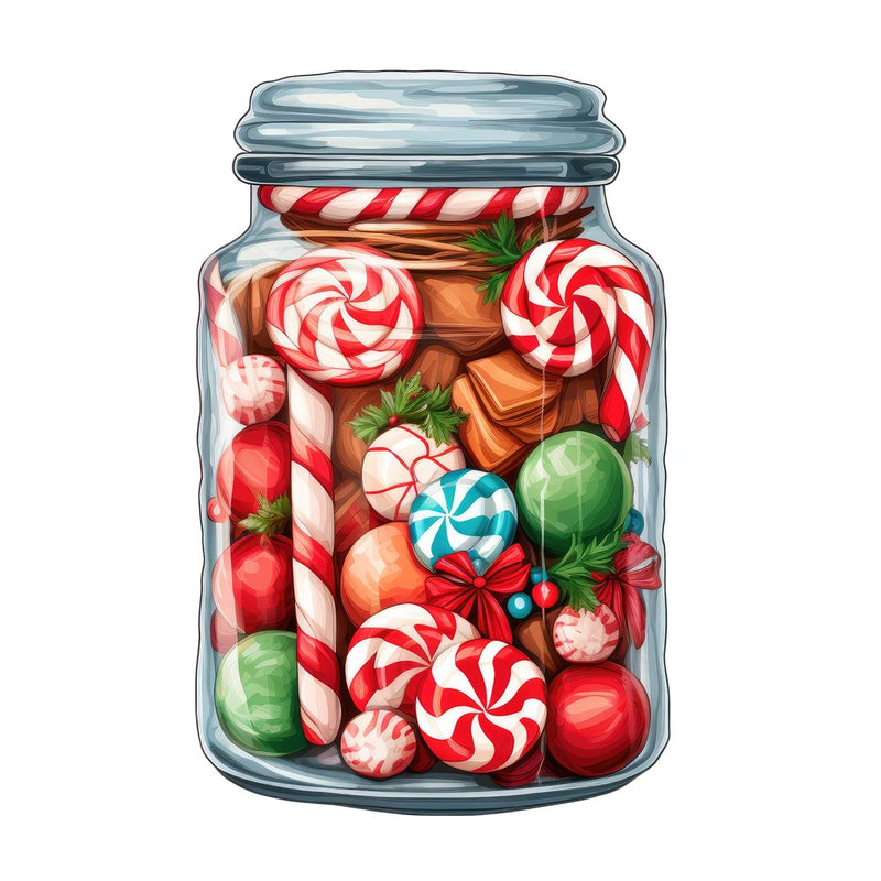 Christmas Candy Jar 3 Fabric Panel - ineedfabric.com