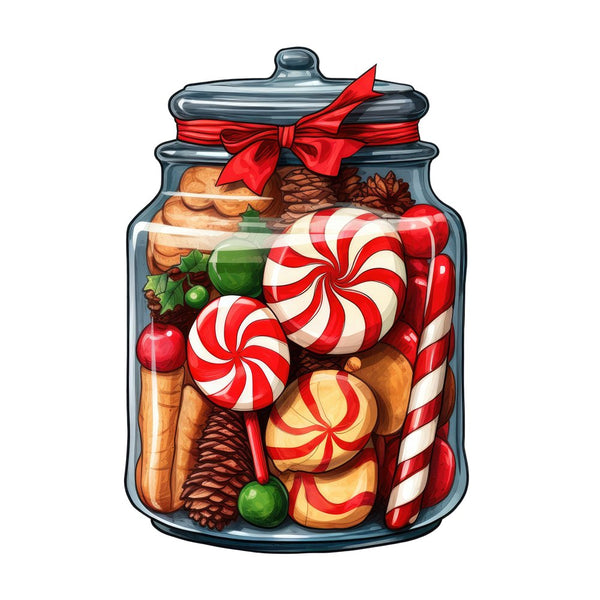 Christmas Candy Jar 9 Fabric Panel - ineedfabric.com