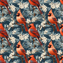 Christmas Cardinals Pattern 1 Fabric - ineedfabric.com
