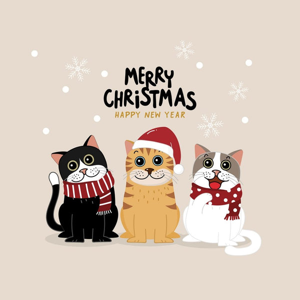 Christmas Cats Fabric Panel - Multi - ineedfabric.com