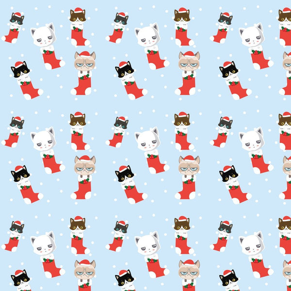Christmas Cats in Stockings Fabric - ineedfabric.com