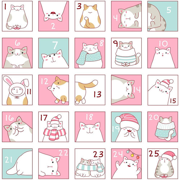 Christmas Cats Variation 1 Advent Calendar Fabric Panel - ineedfabric.com