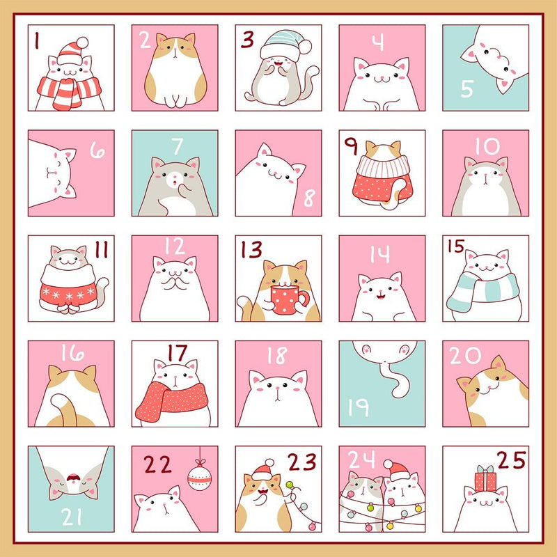 Christmas Cats Variation 2 Advent Calendar Fabric Panel - ineedfabric.com