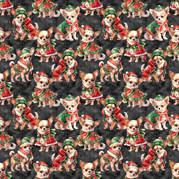 Christmas Chihuahuas Fabric - ineedfabric.com