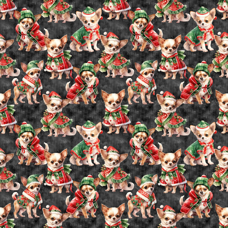 Christmas Chihuahuas Fabric - ineedfabric.com