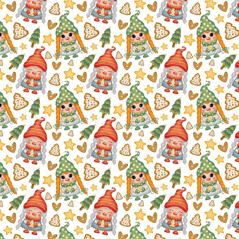 Christmas Cookies & Gnomes Fabric - Multi - ineedfabric.com