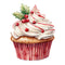 Christmas Dessert Cupcake with Red Stripes Fabric Panel - ineedfabric.com