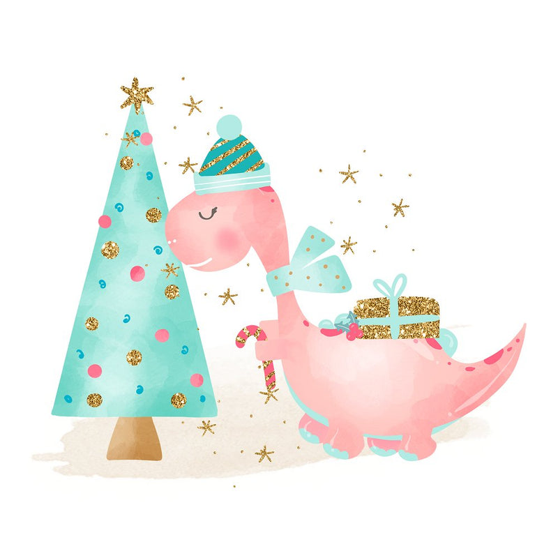 Christmas Dino Arrangement 1 Fabric Panel - ineedfabric.com