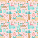 Christmas Dino Assortment Fabric - Pink - ineedfabric.com