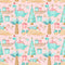 Christmas Dino Assortment Fabric - Pink - ineedfabric.com
