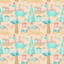 Christmas Dino Assortment Fabric - Tan - ineedfabric.com