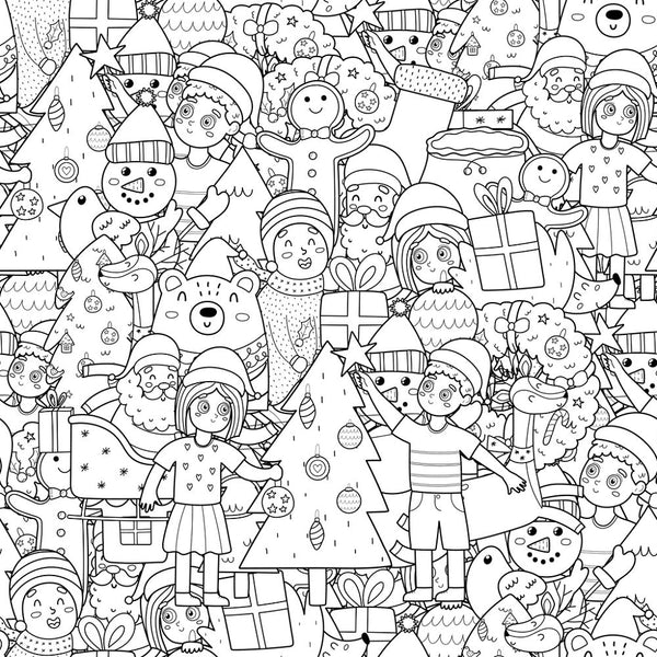 Christmas Doodles - Black & White - ineedfabric.com