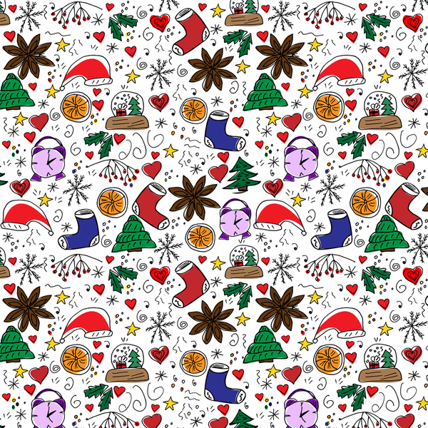 Christmas Doodles Fabric Variation 1 - Multi - ineedfabric.com