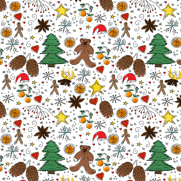 Christmas Doodles Fabric Variation 2 - Multi - ineedfabric.com