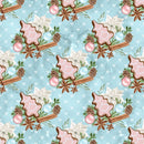 Christmas Elements on Dots Fabric - Blue - ineedfabric.com