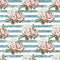 Christmas Elements on Stripes Fabric - Blue - ineedfabric.com