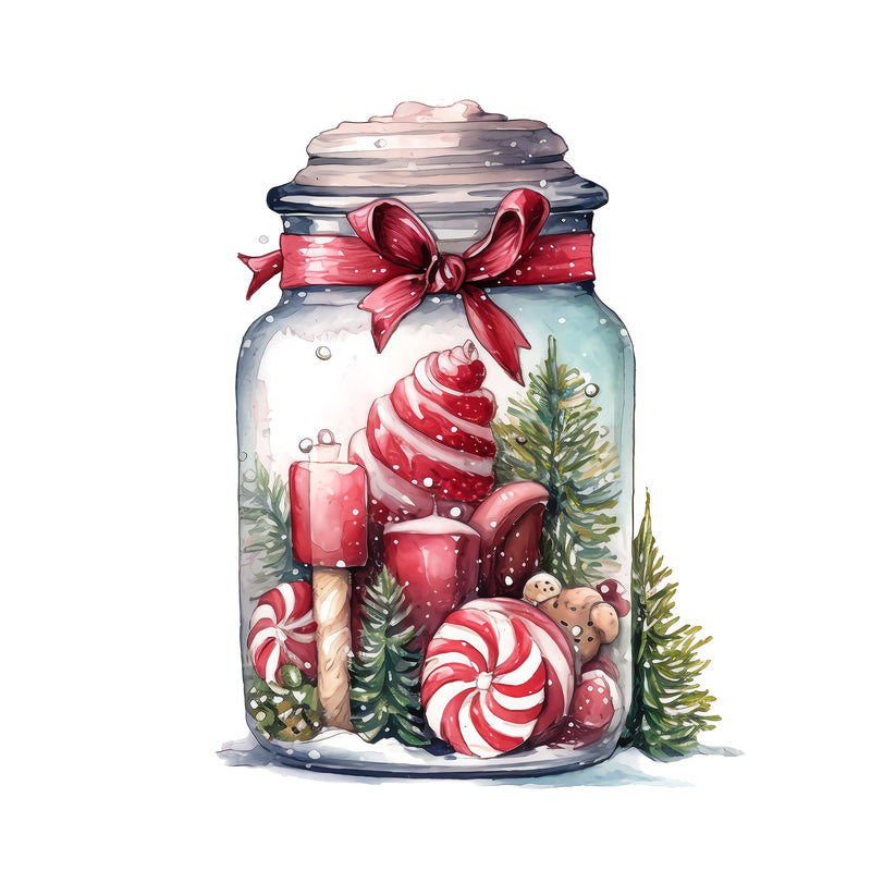 Christmas Eve Scene Jar 4 Fabric Panel - ineedfabric.com