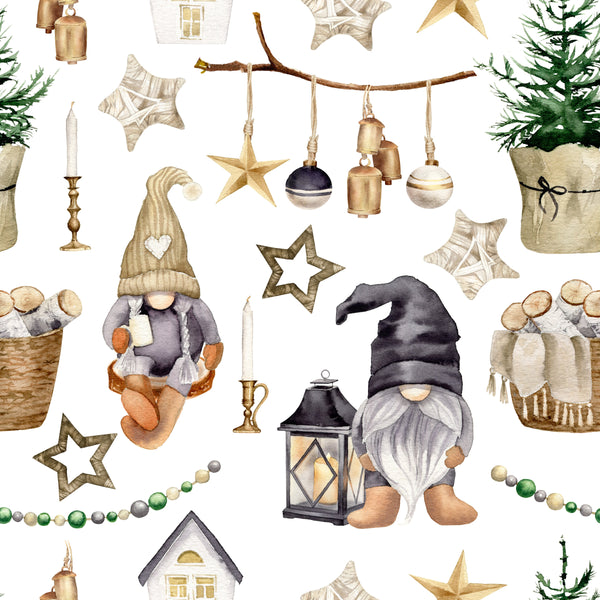 Christmas Farmhouse Gnome Elements Fabric - ineedfabric.com