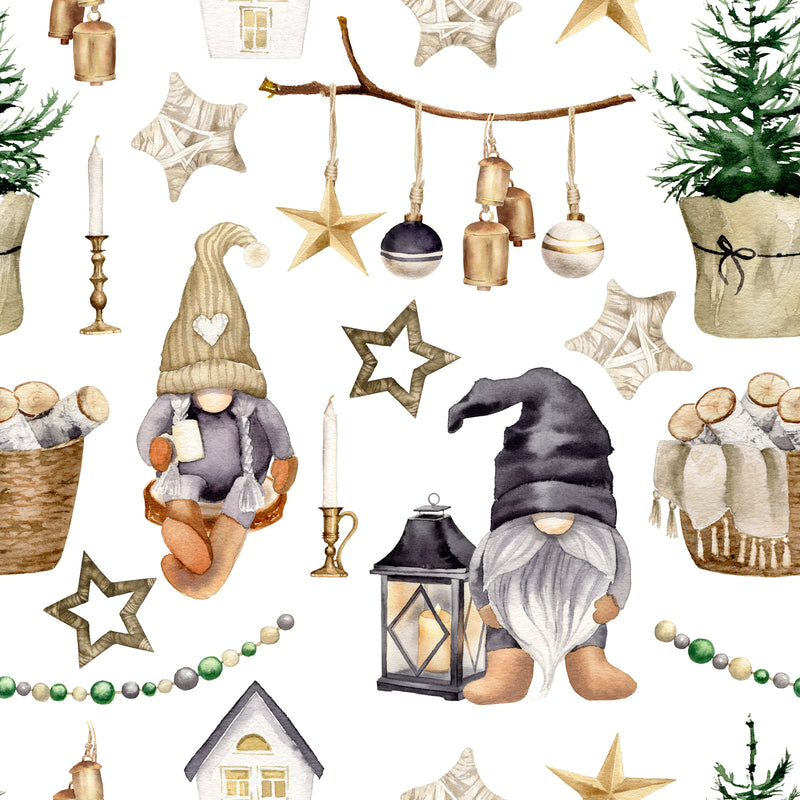 Christmas Farmhouse Gnome Elements Fabric - ineedfabric.com