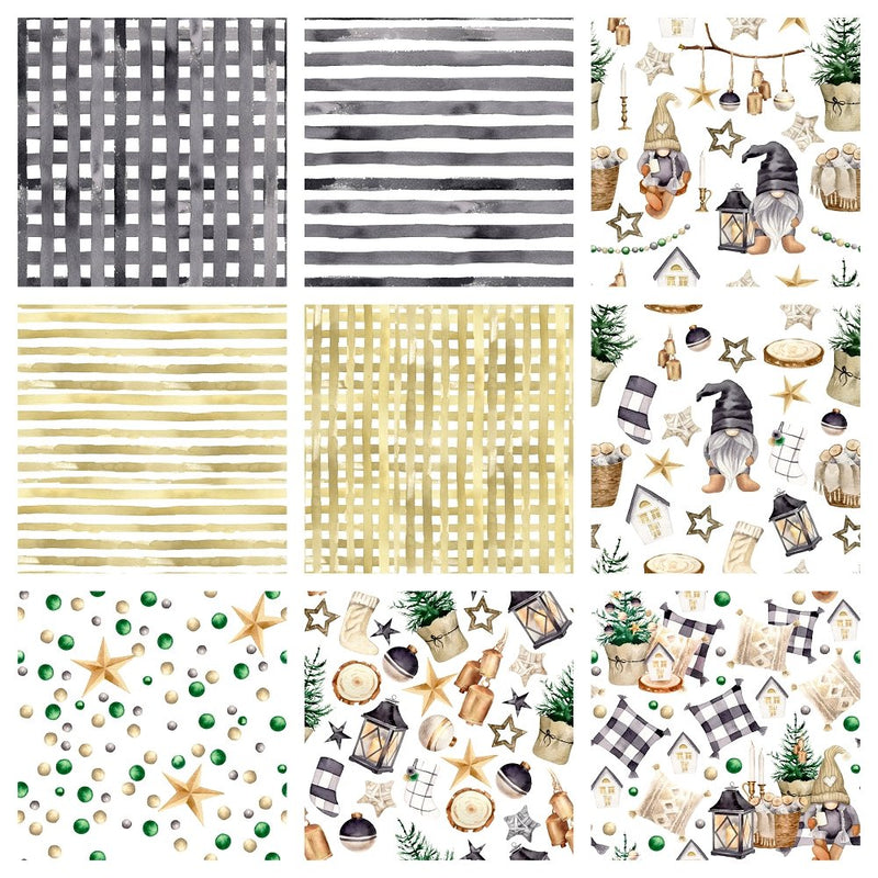 Christmas Farmhouse Gnome Fat Quarter Bundle - 9 Pieces - ineedfabric.com