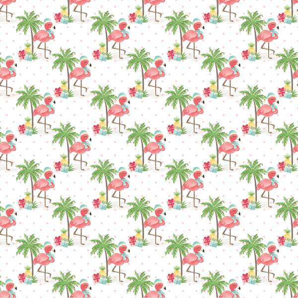 Christmas Flamingos Fabric - White - ineedfabric.com
