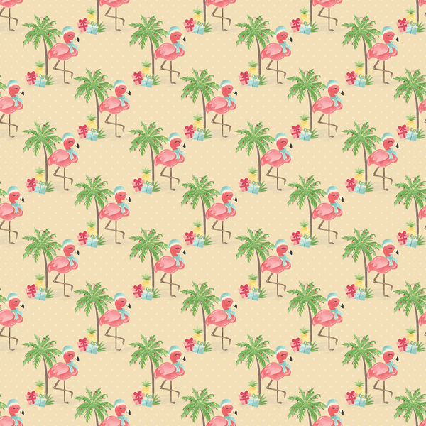 Christmas Flamingos Fabric - Yellow - ineedfabric.com