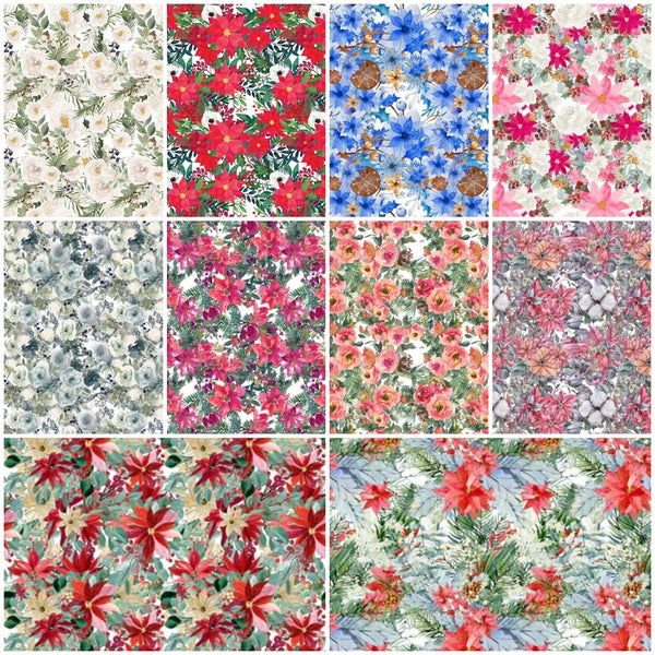 Christmas Floral Fabric Collection - 1 Yard Bundle - ineedfabric.com