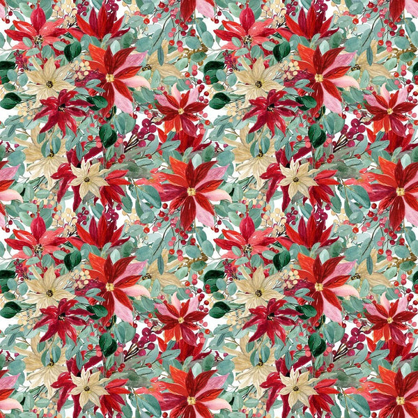 Christmas Floral Pattern 10 Fabric - ineedfabric.com