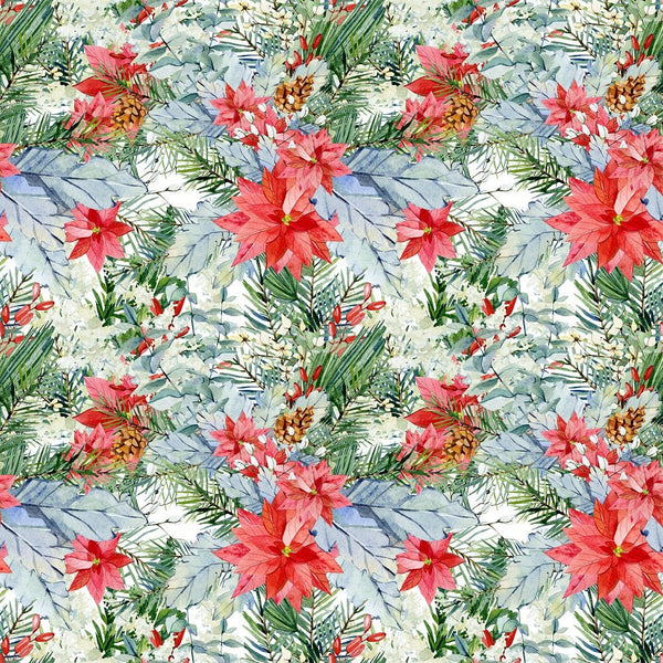 Christmas Floral Pattern 2 Fabric - ineedfabric.com