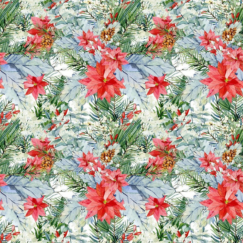 Christmas Floral Pattern 2 Fabric - ineedfabric.com
